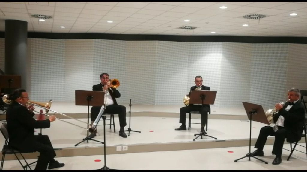 El cuarteto de metales de la Banda Municipal de Música actúa en el Museo de Bellas Artes