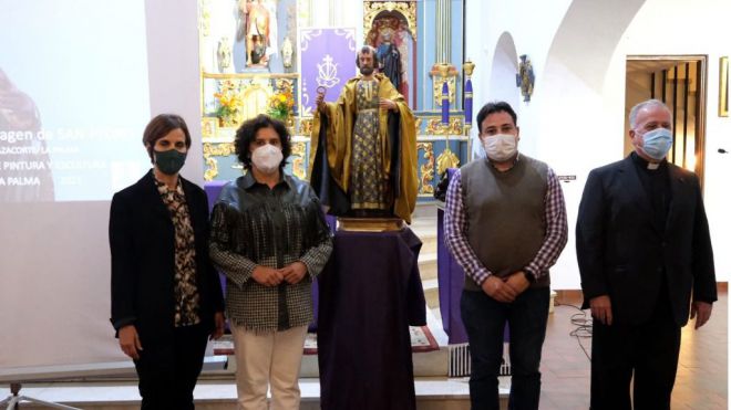 El Taller de Restauración del Cabildo recupera la talla de San Pedro de Tazacorte