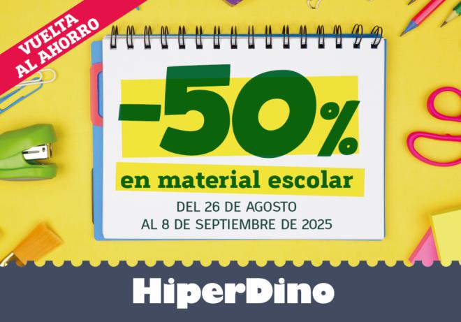 HiperDino arranca su campaña especial de vuelta al cole con descuentos del 50% en cupones por la compra de material escolar