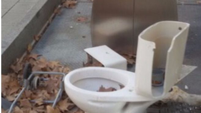 Un retrete se tira una semana en plena calle de Palma