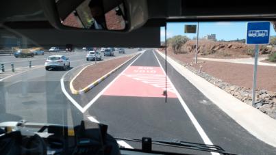 El carril bus entre Las Chumberas y Padre Anchieta agiliza los desplazamientos en transporte público