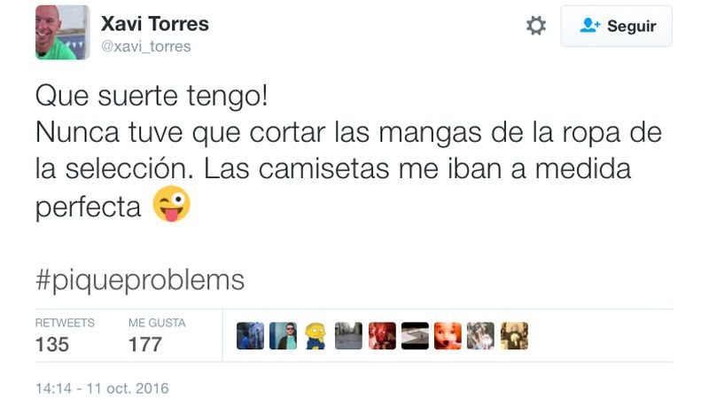 Torres bromea con la camiseta sin mangas de Piqué: 'Me iban a medida'