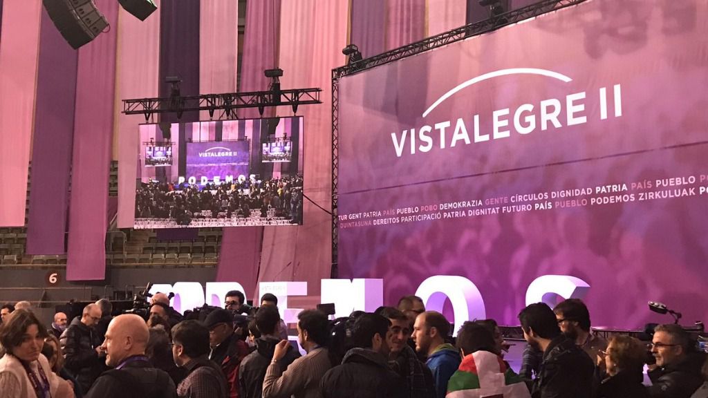 La asamblea de Vistalegre II, poco antes de su comienzo