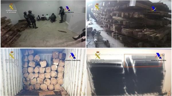 Hallados 1.250 kilos de cocaína ocultos en troncos procedentes de Ecuador