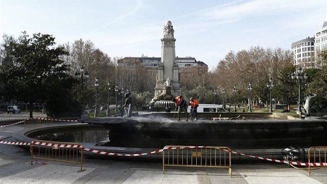 la Plaza de España de Madrid, en obras.