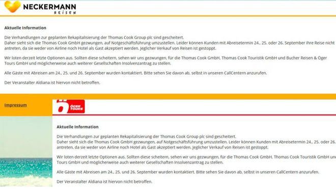 La quiebra de Thomas Cook se lleva por delante a los touroperadores Neckermann y Oeger Tours