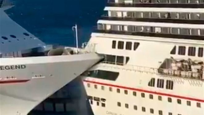 Así chocan dos cruceros en el Caribe