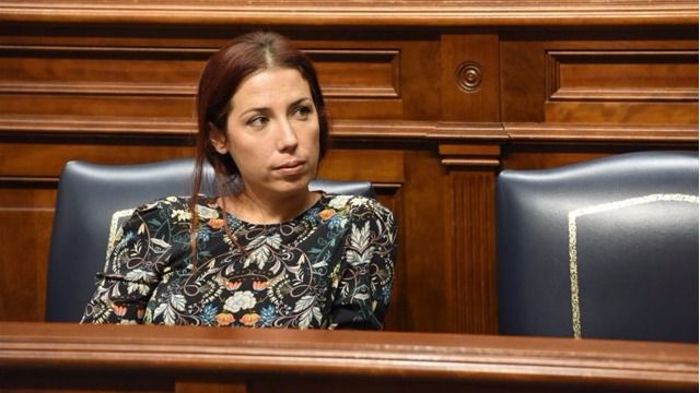 Patricia Hernández en su escaño cuando era vicepresidenta del Gobierno de Canarias