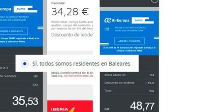 Las aerolíneas deberán pedir la residencia al final del proceso de compra y no al principio