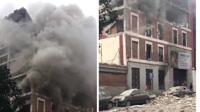 Una explosión reduce a escombros parte de un edificio de la zona de Puerta de Toledo, en Madrid