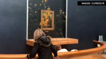 Activistas alimentarias arrojan sopa contra 'La Gioconda'