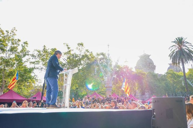 Puigdemont en su regreso a Barcelona.