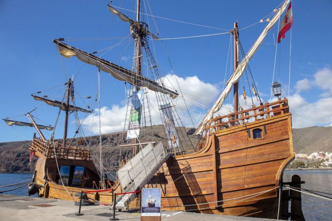 La Nao Santa María atraca en San Sebastián de La Gomera