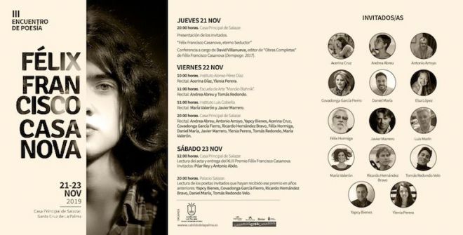 El III Encuentro Literario Félix Francisco Casanova trae a La Palma al editor de la obra completa del joven poeta palmero