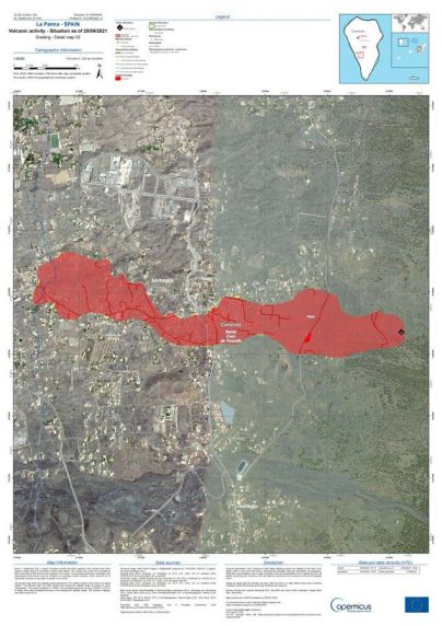 La lava cubre 103 hectáreas de terreno y arrasa 166 viviendas