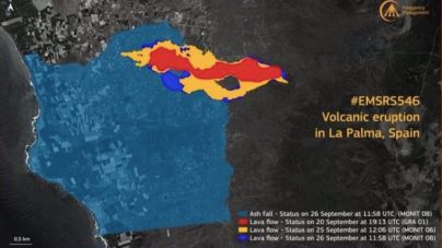 La lava cubre 258 hectáreas afectando a su paso a 686 edificaciones y más de 22,2 km de carretera