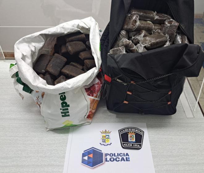 La Policía Local de La Aldea de San Nicolás incauta 28,2 kilos de hachís