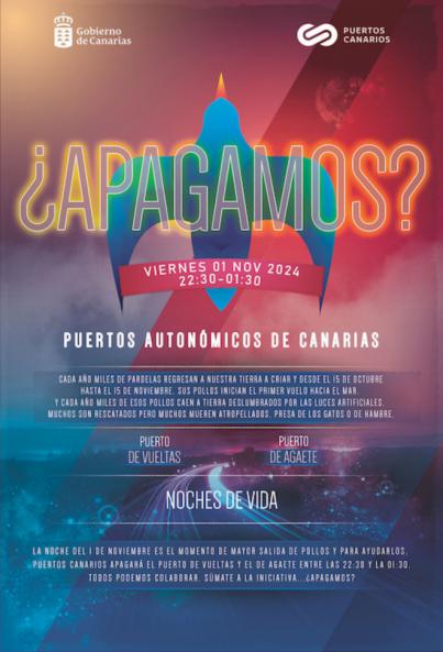 Puertos Canarios apagará Agaete y Vueltas para que despegue el primer vuelo de las pardelas cenicientas