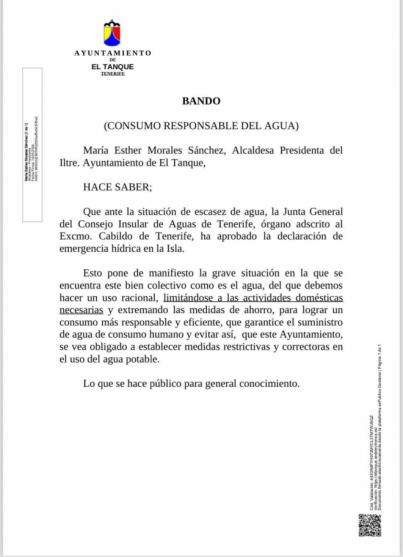 La alcaldesa de El Tanque asegura que “no existe la emergencia hídrica”