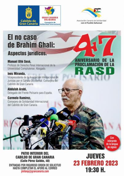 El Cabildo conmemora el 47 aniversario de la RASD con un encuentro para analizar 'El no caso de Brahim Ghali'