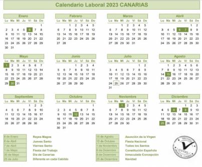 Calendario laboral de Canarias en 2023