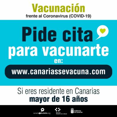 Sanidad facilita un formulario web para que los residentes canarios puedan pedir cita para la vacunación contra la COVID-19