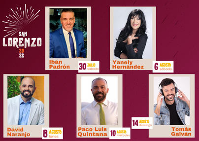 Ibán Padrón, Yanely Hernández, David Naranjo, Paco Luis Quintana y Tomás Galván al frente de las principales galas de San Lorenzo
