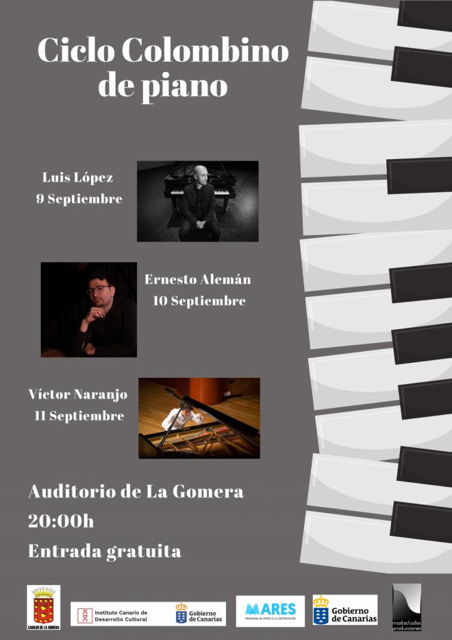 El Auditorio de La Gomera acoge desde este lunes el Ciclo Colombino de piano