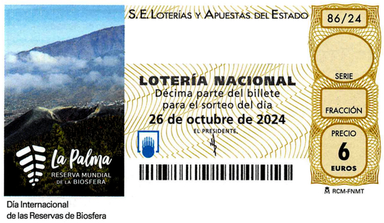 La Reserva de la Biosfera de La Palma en el sorteo de la Lotería Nacional