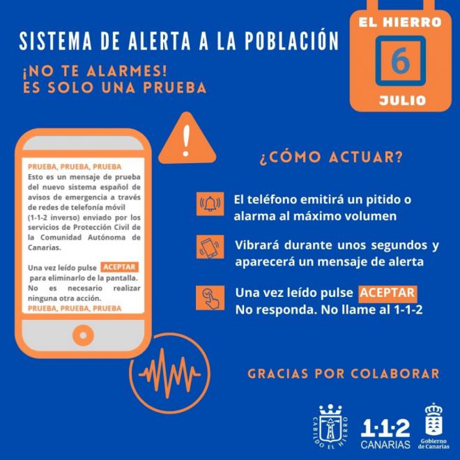 El sistema de aviso a la población en caso de emergencia ES-Alert se probará en El Hierro
