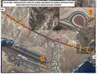 El Cabildo habilita desvíos en la TF-1 para la sustitución de líneas de baja tensión
