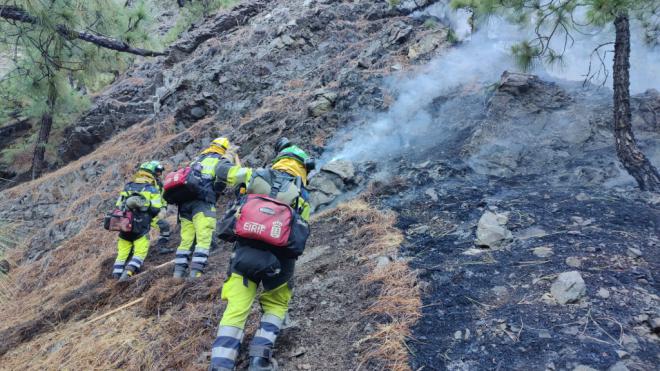 Estabilizado el conato de incendio forestal de la Caldera de Taburiente