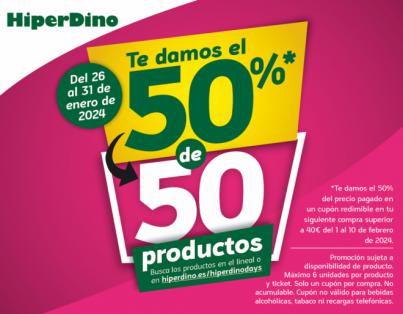 50 productos al 50% solo en HiperDino