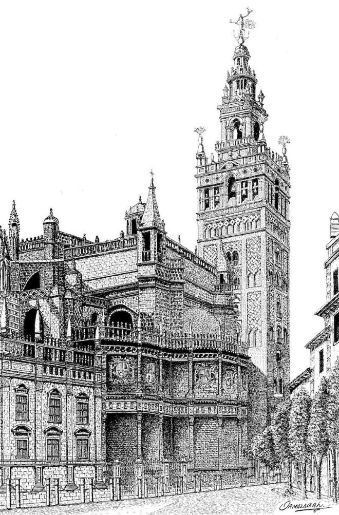 El Círculo expone más de cincuenta dibujos de catedrales de España realizados por José Ormazábal