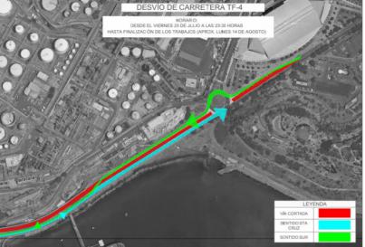 El Cabildo realizará mejoras en la TF-4 de entrada y salida de Santa Cruz