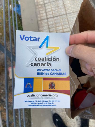 CC de Tenerife denuncia el uso fraudulento de cartulinas propagandísticas