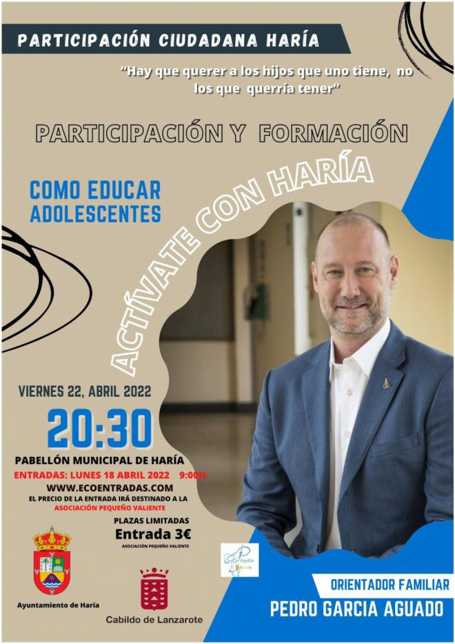 Haría recibe a Pedro García Aguado para la ponencia ‘Cómo educar adolescentes’