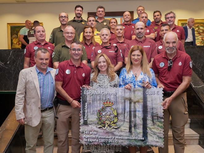 Sello de Correos conmemorativo del 145 aniversario del Cuerpo de Agentes Forestales
