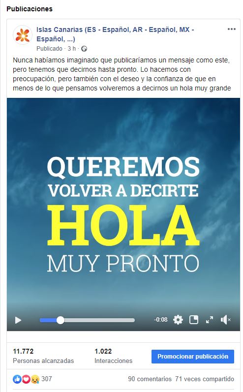 Turismo de Canarias lanza una campaña de esperanza en 11 países ante el escenario que plantea el Covid-19