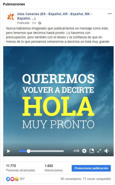Turismo de Canarias lanza una campaña de esperanza en 11 países ante el escenario que plantea el Covid-19
