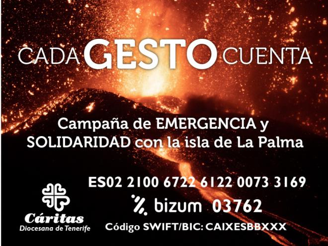 Cáritas Diocesana de Tenerife ha atendido ya de forma directa a unas 120 personas afectadas por el volcán de La Palma