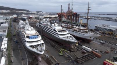 Astican repara simultáneamente cinco cruceros de lujo en seco en el Puerto de Las Palmas