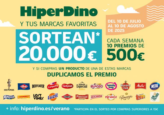 HiperDino celebra el verano con un sorteo que puede repartir hasta 40.000 € en premios