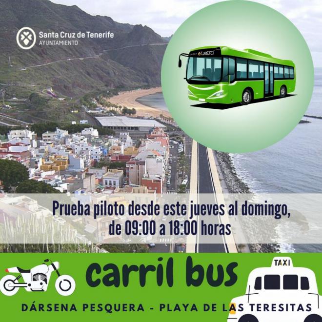 Santa Cruz realiza este fin de semana la prueba piloto del carril bus a Las Teresitas
