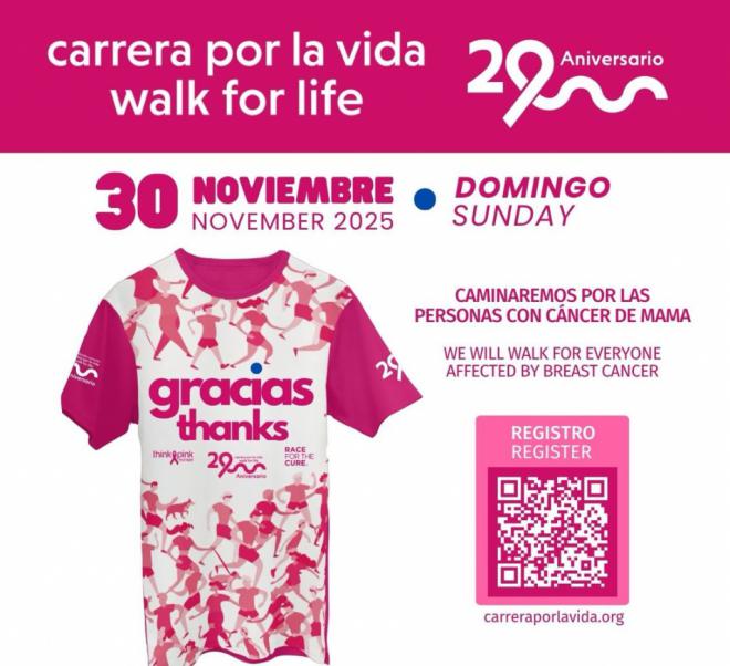 El 30 de noviembre caminamos por las personas con cáncer de mama