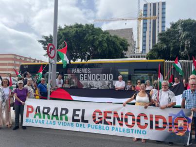 Ayuntamiento y Guaguas Municipales difunden su solidaridad con Palestina