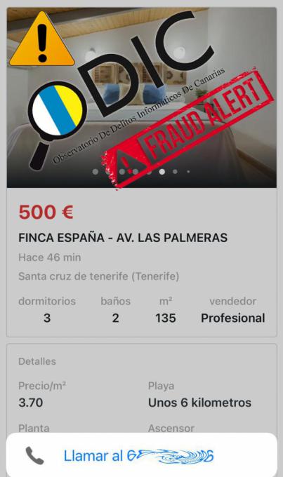 Ciberestafa en Canarias de alquiler de viviendas
