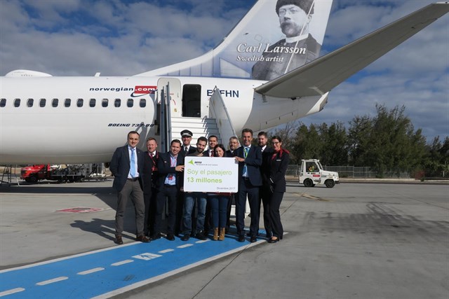 El Aeropuerto de Gran Canaria alcanza los 13 millones de pasajeros durante 2017