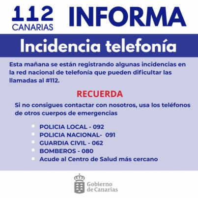 El Gobierno de Canarias activa el PLATECA en situación de alerta por un fallo de las comunicaciones telefónicas