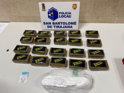 La Policía Local de San Bartolomé de Tirajana interviene más de dos kilos de droga en un control preventivo